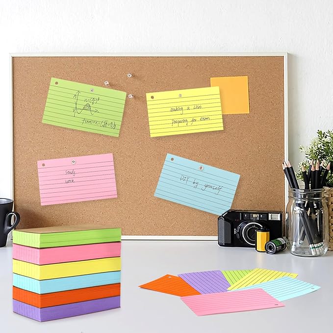 Lovppy 600PCS Index Cards,3x5 Inches Colored Flash Cards with Ring, Punched Lined Flashcards Ruled Index Cards Notecards Study Cards Heavy Note Cards for Studying, Learning, School, College