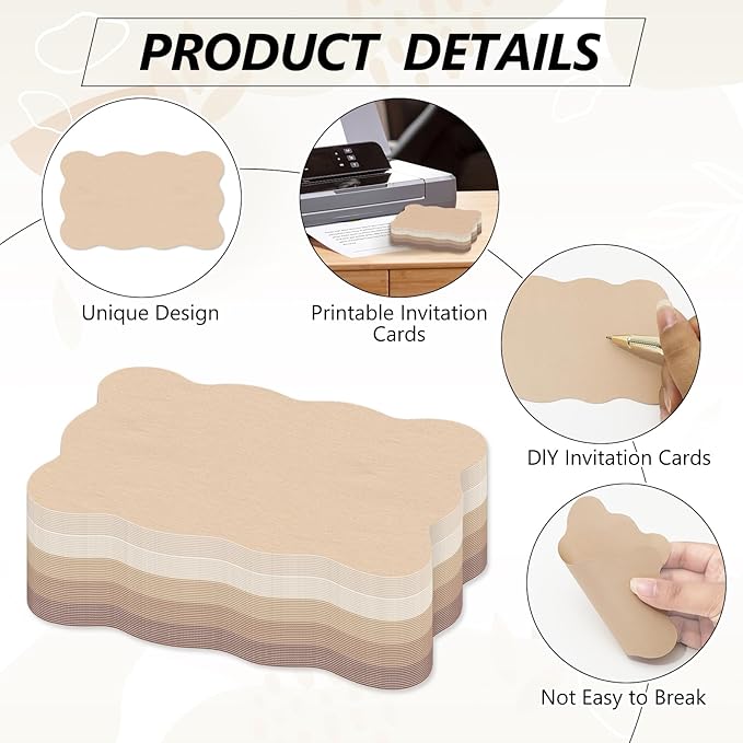 Whaline 150Pcs Coffee Brown Index Cards 3 x 5 Inch Scalloped Cardstock Flashcard Earth Tone Blank Index Cards for Note-taking Studying Organizing School Office Supplies