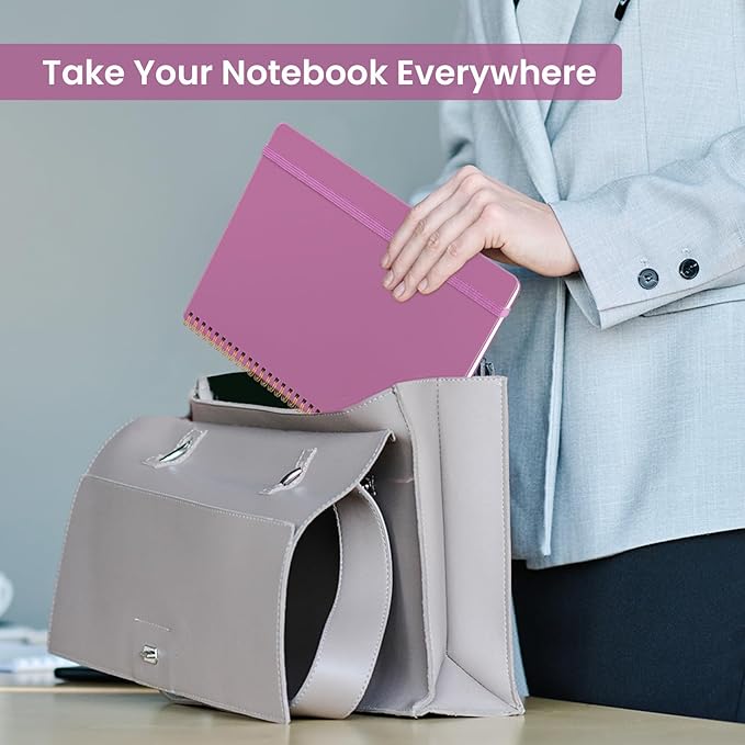 Taja Spiral Lined Notebook, 8.5"x11" Notebooks for Work, 6 Pack, Large A4 Journal for Women & Men, College Ruled Journaling Notebook for Writing, 6 Pcs, Plastic Cover Spiral Journal, Purple