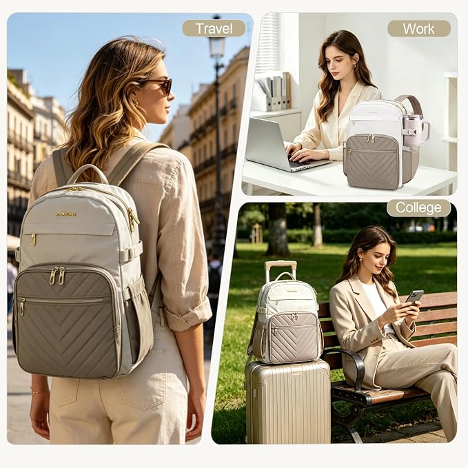 VANKEAN 15.6 Inch Laptop Backpack for Women Large Capacity | Waterproof Backpacks Stylish Travel Bags Casual Daypacks for College, Business