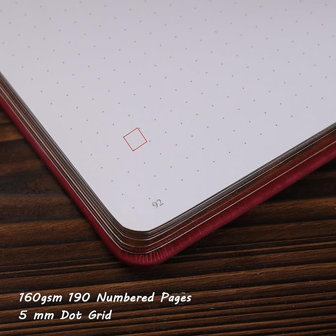 TIEFOSSI Dot Notebooks, A5 Hardcover Dot Journals for Writing Women, 160gsm Thick Paper, 190 Numbered Pages, for Planner Organization