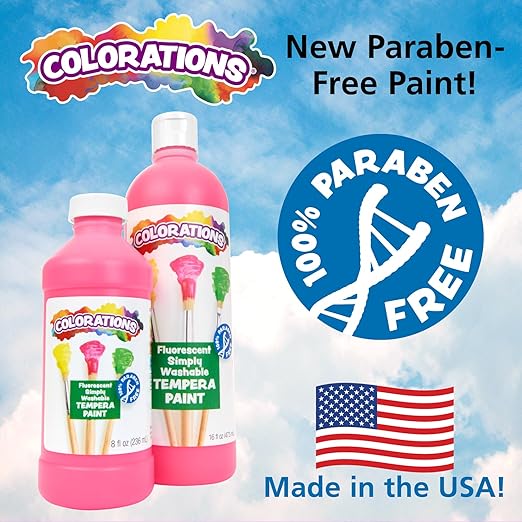 Colorations Washable Tempera Paint, 16 fl oz, Fluorescent Pink, Neon, Non Toxic, Vibrant, Bold, Bright, Kids Paint, Craft, Hobby, Fun, Art Supplies