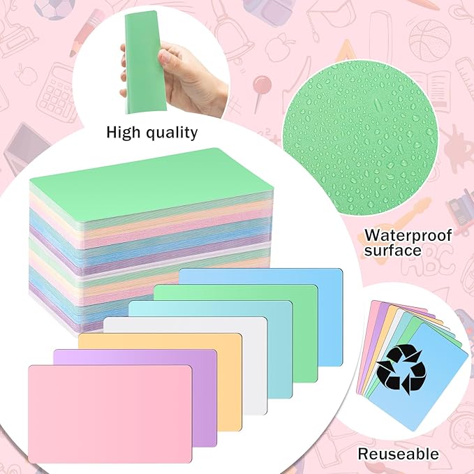 Harloon 100 Pcs Dry Erase Index Cards 3 x 5 Inch Laminated Reusable Dry Erase Note Cards Sheets for Office Home Housework to Do Lis (Candy Color)