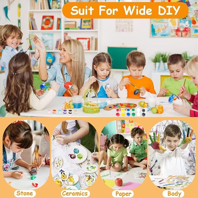 420Pcs Mini Acrylic Paint Set, 30 Pack Washable Paint Strips Kit with 60 Painting Brushes, 12 Colors Bulk for Beginners Adults Painting Craft