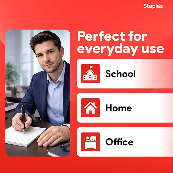 STAPLES Retractable Gel Pens, Medium Point 0.7mm, Black Ink, 12 Pack – Sonix Crisp‑Line Gel Pens with Pocket Clip