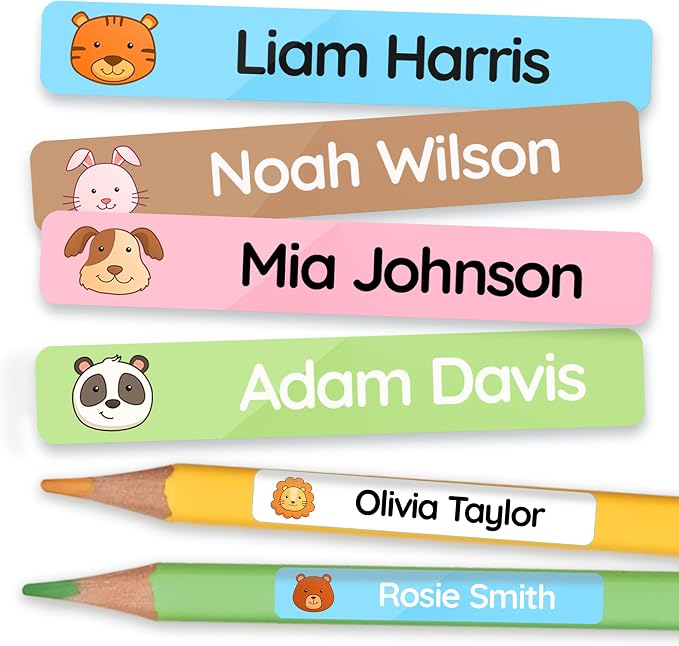 TagBuddy® Personalized Name Labels for Kids Pencils [160pcs] – Waterproof Custom Stickers for School & Daycare – Pencil Name Stickers – Stick On Name Labels for Children Pens (1.8”x0.3”)