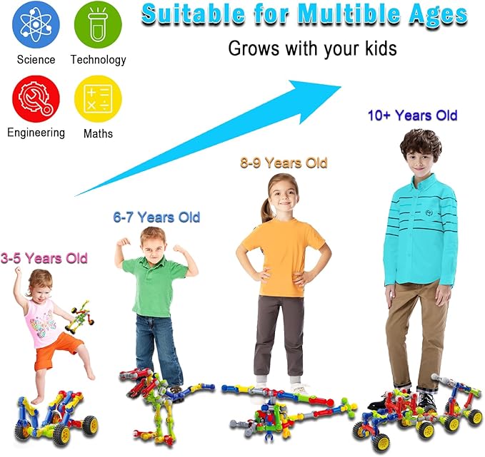 Huaker 125PCS Stem Building Toys for 3 4 5 6 7 8 Year Old Boys Girls,Kids Building Blocks Educational Creative Learning Activity with Large Storage Box,Ideal Christmas Birthday Gifts
