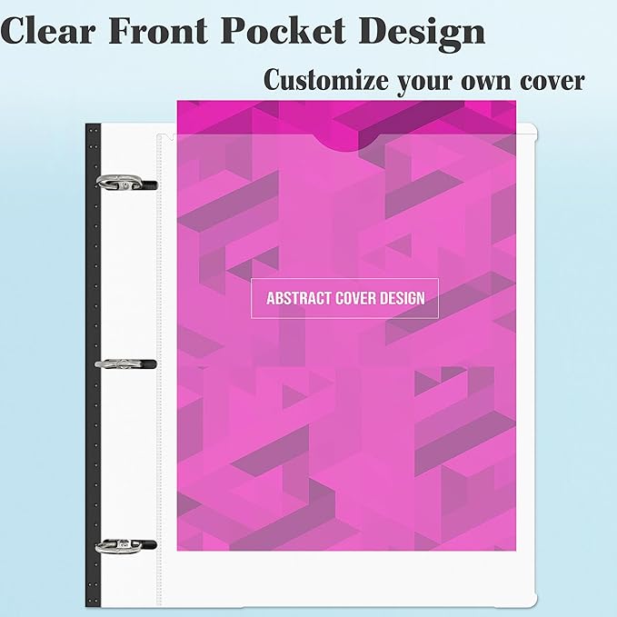 INFUN All-in-one Telescoping Binder Notebook-2PCS, Refillable 3 Ring Notebook Binder with 1 Plastic Movable Pocket Folder,5 Plastic Subject dividers and Graph Paper and College Ruled Paper-White