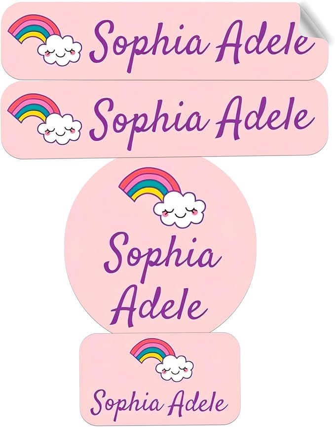 Label Daddy Personalized Name Labels for School, Rainbow Design | Waterproof Name Tags for Kids, Washable Custom Daycare Labels, Clothing, Lunchboxes, Water Bottles and More, 128 Ct & 256 Ct