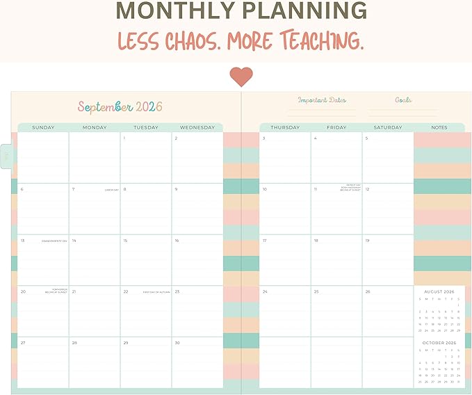 Teacher Planner 2026-2027, Horizontal Lesson Plan Book for Teachers | Colorful Books Cover, 8.5" x 11" | Weekly & Monthly Academic Year Lesson Planner, July 2026-June 2027 | Stickers & Bookmark