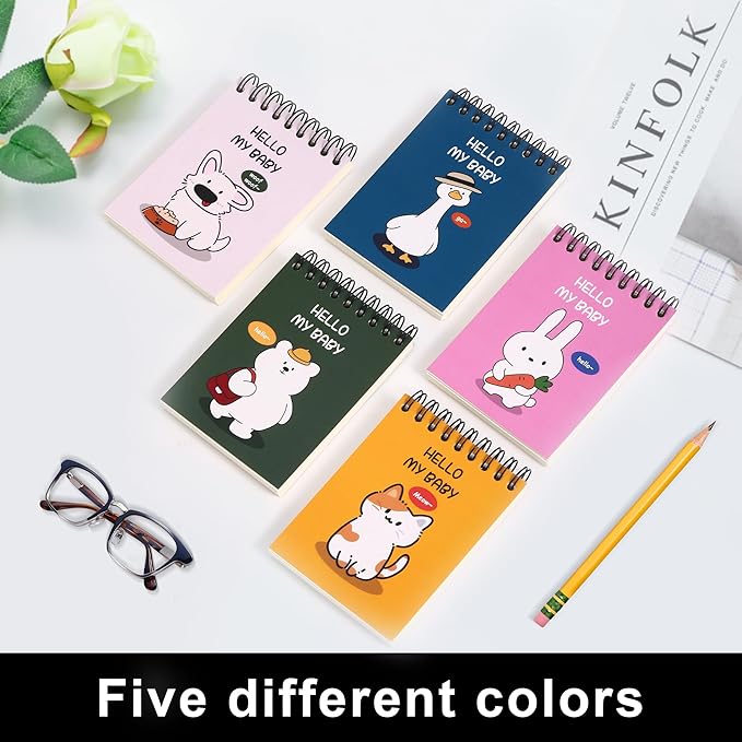 Steno Pads 3.1" x 4.3" Blank Pocket Spiral Notepads Small Cute Spiral Note Pads Blank Pages Notebook No Lines Top Spiral Notebook 3.1" x 4.3" Unlined Little Memo Steno Note Pads Nursing Notepad for Work, School, Office, Nurse, Travel (Cute Colors) (white)