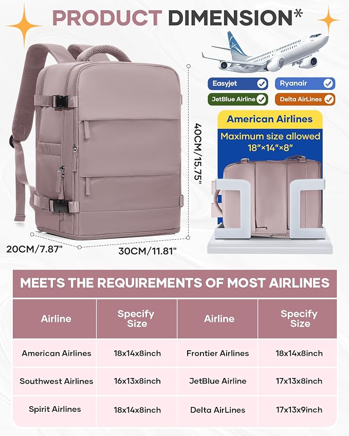coofay Travel Backpack Carry On Flight Aapproved Personal Item Travel Bag Mochila De Viaje Travel Backpack For Men Spirit Airlines Personal Item Bag 18x14x8 Carry On Backpack For Airplanes