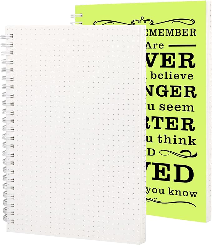 JOHSBYD 2Pcs Spiral Dotted Notebook, Inspirational Gifts A5 Dot Grid