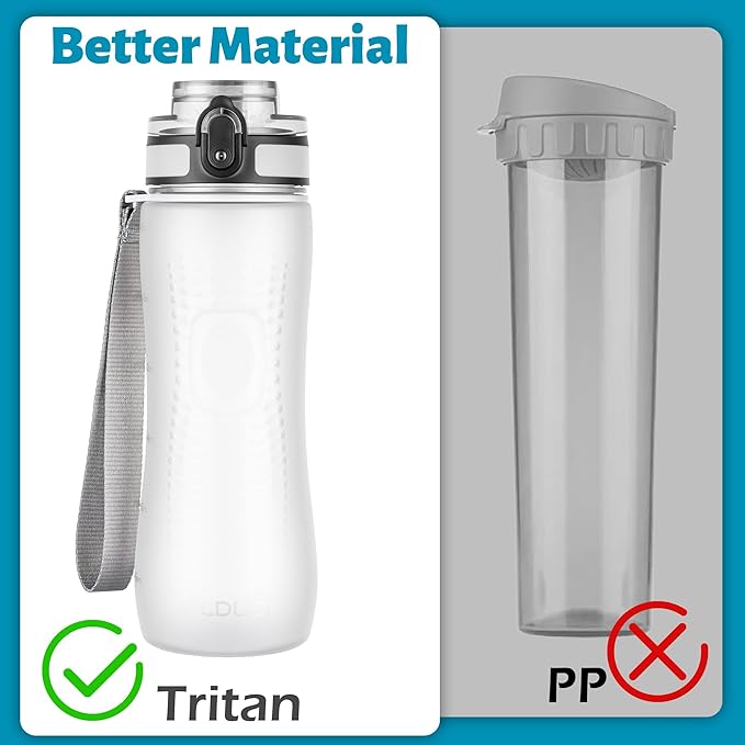 OLDLEY 25 oz Water Bottle, Motivational Water Bottle with Time Marker, Sports Water Bottle With Strap, Leakproof & BPA Free Large Water Bottles for School, Gym, Travel, Outdoor, Tritan,White