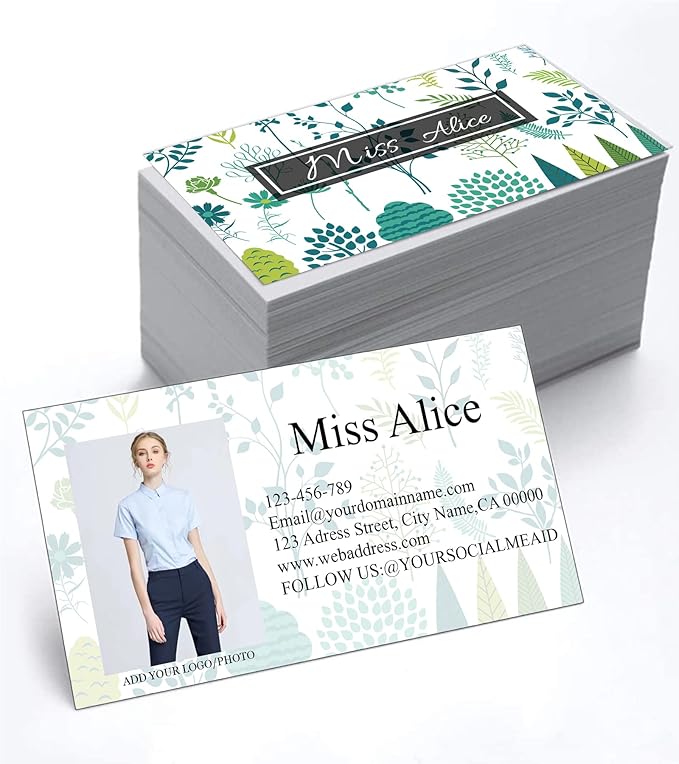 200/500Pcs Business Card Customization (Add Picture or Logo), Thick Coated Paper Business Card Double-sided Printing-2"x3.5" Inches (Color-N)