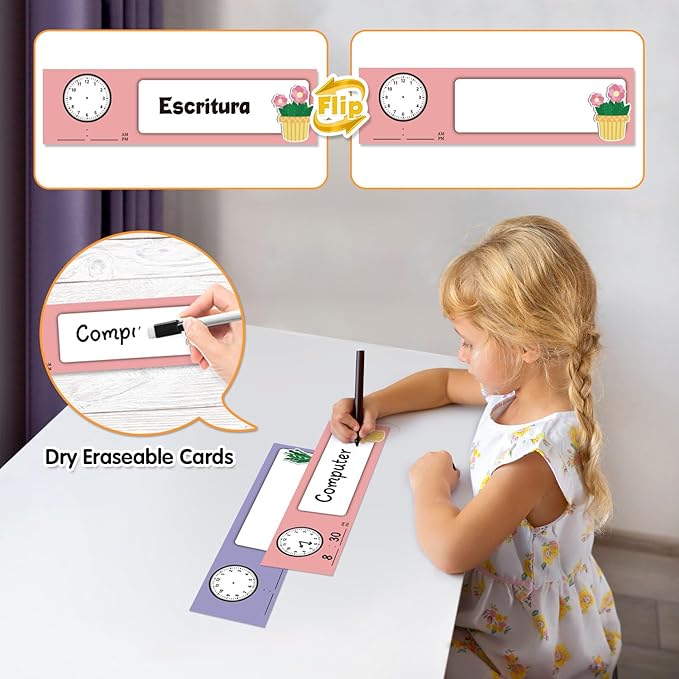 Spanish Daily Schedule Pocket Chart for Classroom- a Versatile and Engaging Tool to Help Students Stay Organized and on Track Throughout the Day (White)