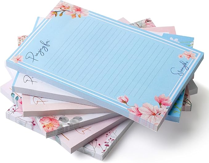 Mr. Pen- Floral Lined Sticky Notes, 4" x 6", 6 Pads, 60 Sheets/Pad, Large Aesthetic Sticky Notes with Lines, Ruled Post Stickies, Memo Pads, Self-Stick Note Pad for Office, School, Home, Study