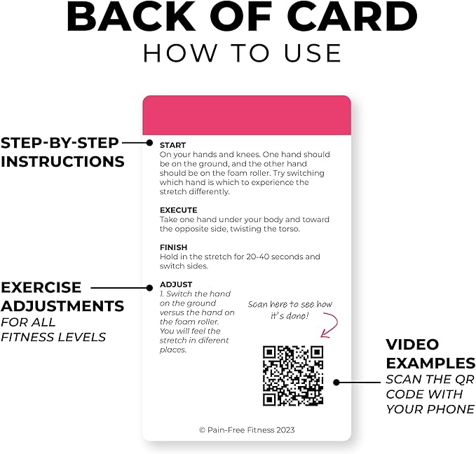 (30+ Cards) Foam Rolling Fundamentals Flashcards, 3x5 in, Fitness Cards for Fast Recovery, Color Coded Workout Cards for Foam Roller Warm Ups & Cooldowns, Bend Resistant, Durable