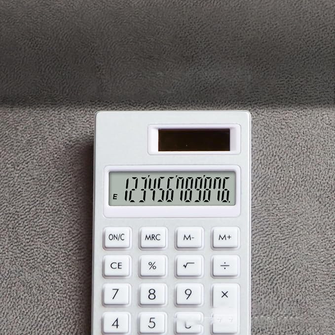 Yosoo 12 Digit Solar Calculator, Basic Standard Desktop Calculator with Elastic Rubber Buttons and Lightweight Thin Shell Design, for Office School Business Use (White)