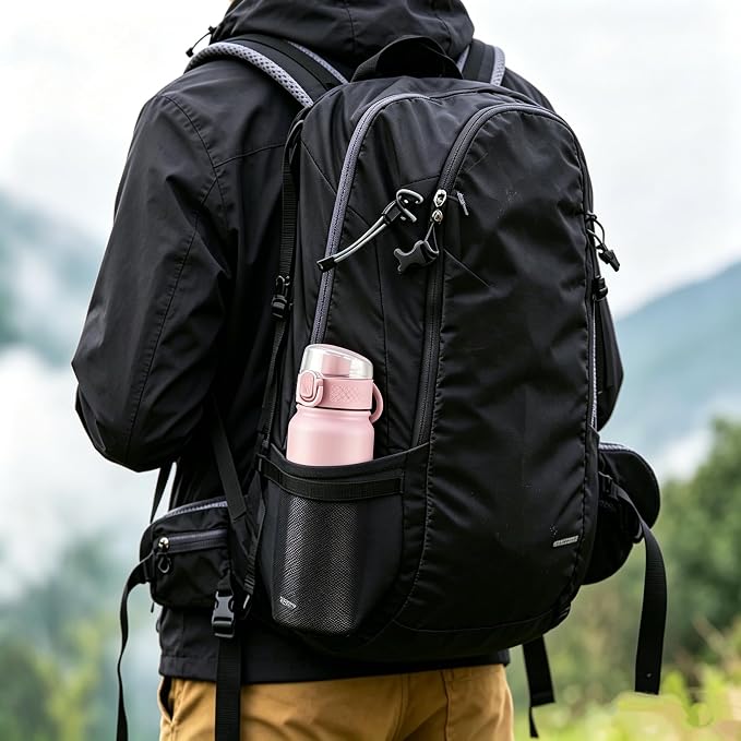 GOPPUS Insulated Water Bottle 20oz Stainless Steel BPA-Free Sports Bottle Ideal for School and Travel Silicone Spout Lid Prevents Leaks, Sweat, and Dust (Pink)