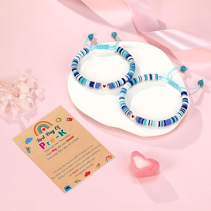 UPROMI First Day of Preschool/Kindergarten/1st Grade/2nd Grade/School Gift, Back to School Bracelet Mommy and Me Dad and Son