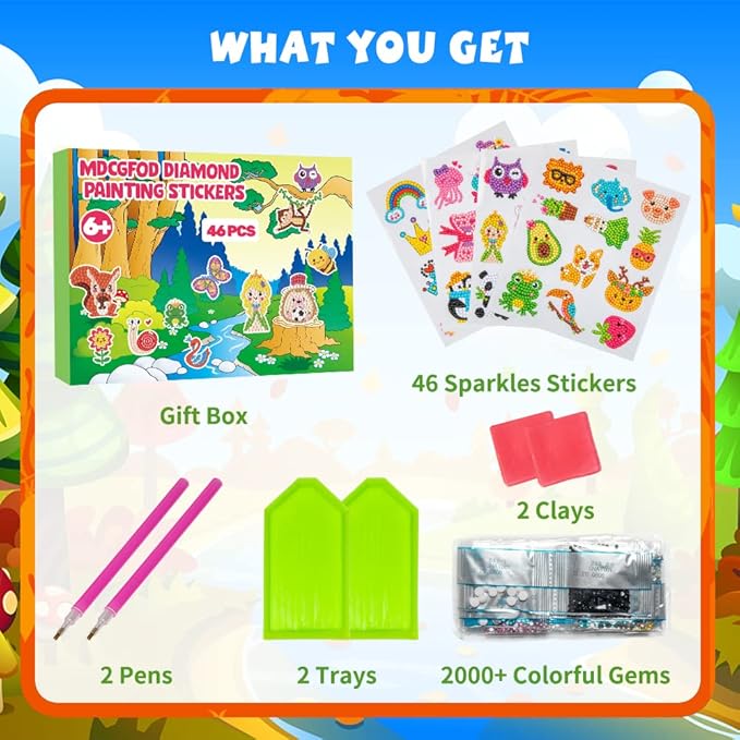 Labeol Diamond Art Kits for Kids Boys and Girls Ages 6-8-10-12 Easy to DIY Creative Diamond Art Sticker Craft by Numbers Kits for Kids and Adult Beginners (Lovely Animal)