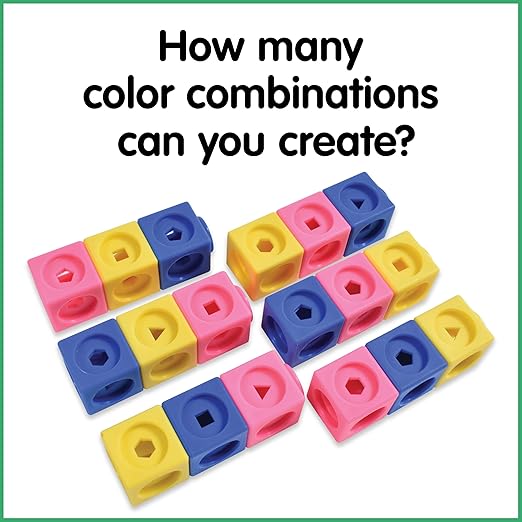 edxeducation Math Cubes | Set of 100 Linking & Snap Cubes | Counting Blocks with 5 Shapes | Math Manipulatives for Preschool & Kindergarten | 10 Colors