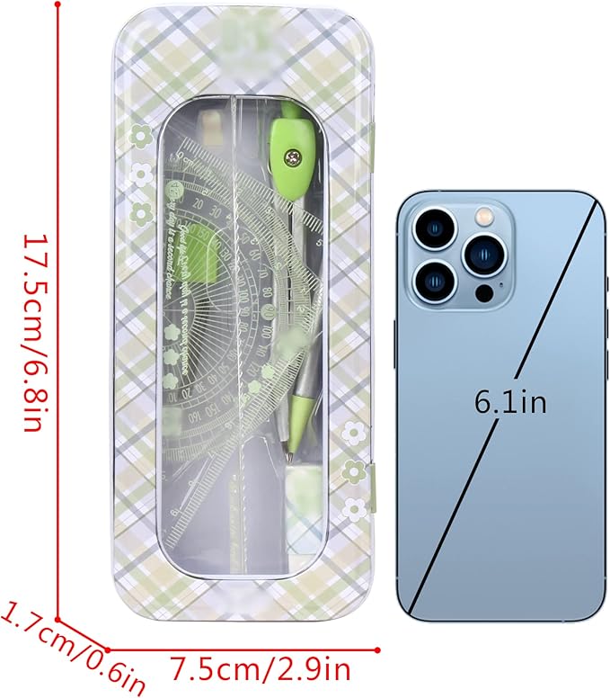 LABANCA 8 Pcs Compass Set with Protractor Rulers Pencil for Math Geometry (07434 Green)