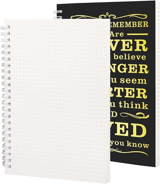 JOHSBYD 2Pcs Spiral Dotted Notebook,Inspirational Gifts A5 Dot Grid