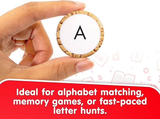 Junior Learning: Alphabet Snacks - Hands-On ABC Letter Recognition-Practice Game, Upper-Lower Case, Picture Clues, Cookie Double-Sided Cards, Kids 4+