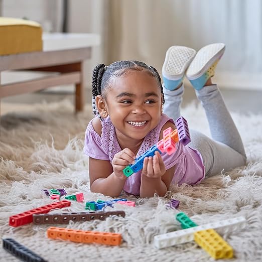 edxeducation Math Cubes | Set of 100 Linking & Snap Cubes | Counting Blocks with 5 Shapes | Math Manipulatives for Preschool & Kindergarten | 10 Colors