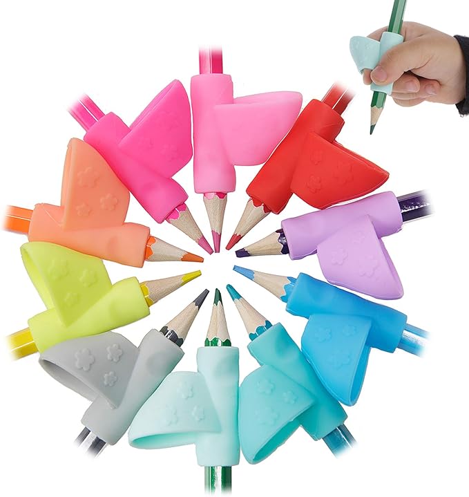 Pencil Grips - 10 Pack Kids Ergonomic Training Pencil Grippers Preschoolers Handwriting Aid Grip Set Posture Correction Tool(10 Colors)