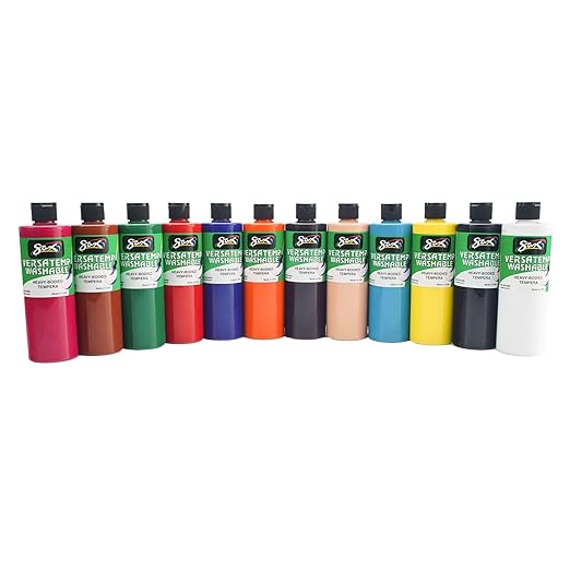 Sax Washable Versatemp Heavy Bodied Tempera Paints, Assorted Colors, 12 Pints