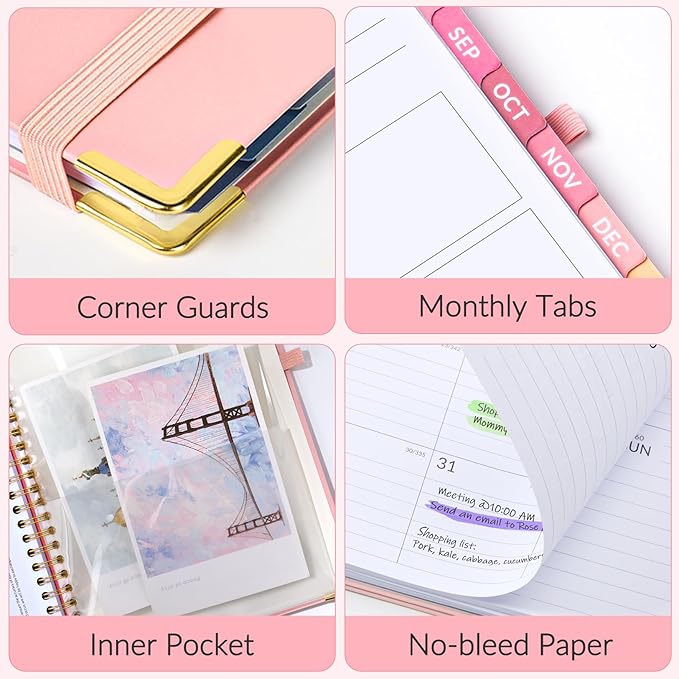 Jul 2026 - Dec 2027 Planner, Forvencer 18 Month Academic Planner 2026-2027, 6.3" x 8.4", Calendar Planner Weekly and Monthly, Daily Agenda Book, College School Supplies for Student Teacher, A5, Pink