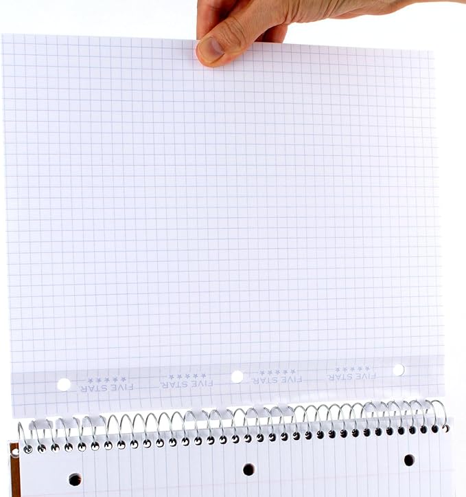 Five Star Reinforced Insertable Graph Ruled Notebook Paper, 6 Pack, White, 8.5 x 11, 75 Sheets per Pack