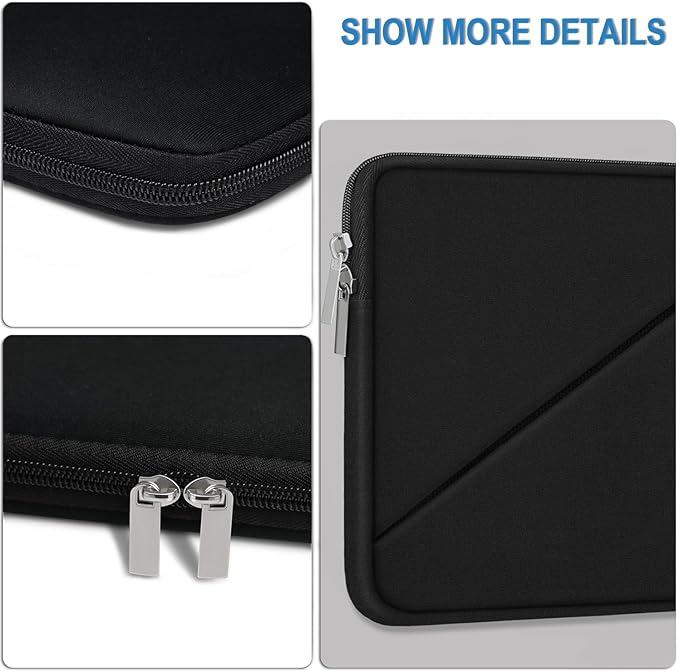 Laptop Sleeve Case 15.6 inch, Traveling Carrying Computer Sleeve Bag with Zippered Pocket, Shockproof Protective Laptop Cover Compatible for Apple Notebook, HP, Dell, Acer, Asus, Lenovo, Black