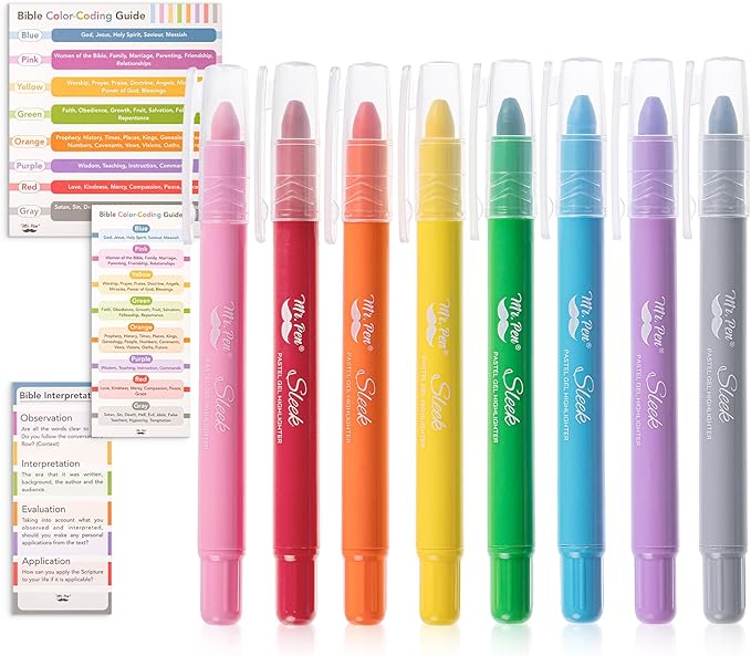 Mr. Pen- No Bleed Gel Highlighters, Assorted Colors, 8 Pack, Bible Highlighters and Pens No Bleed, Bible Markers for Study, Journaling, School Supplies and Accessories