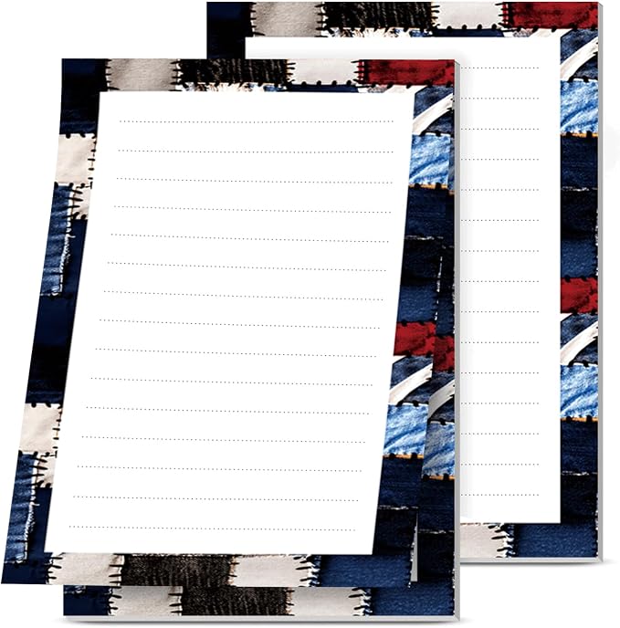 2 Pack Lined Sticky Notes 4x6 in, Cute Self-Stick Notepads with Lines, Large Memo Pads Strong Adhesive for Office, Home Retro Cowhide Plaid