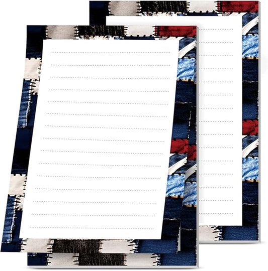 2 Pack Lined Sticky Notes 4x6 in, Cute Self-Stick Notepads with Lines, Large Memo Pads Strong Adhesive for Office, Home Retro Cowhide Plaid