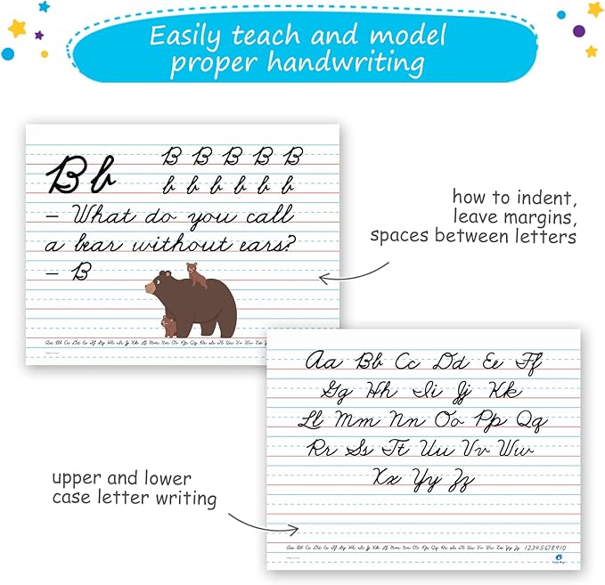 Jumbo Magnetic Handwriting Paper - Large Magnetic Lined Paper for Whiteboard, Primary Dry Erase Notebook Poster, Giant Early Writing Page, Classroom Resources for Teachers Simply Magic - 23" x 18"