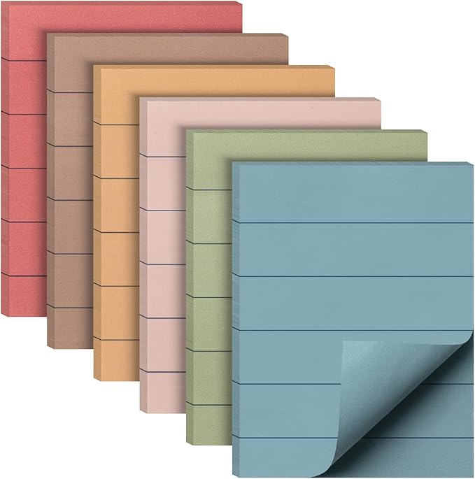 Mr. Pen- Small Lined Sticky Notes, 1.5" x 2", 6 Pads, 60 Sheets/Pad, Vintage Color, Small Sticky Notes with Lines, Ruled Post Stickies, Memo Pads, Self-Stick Note Pad for Office, School, Home, Study