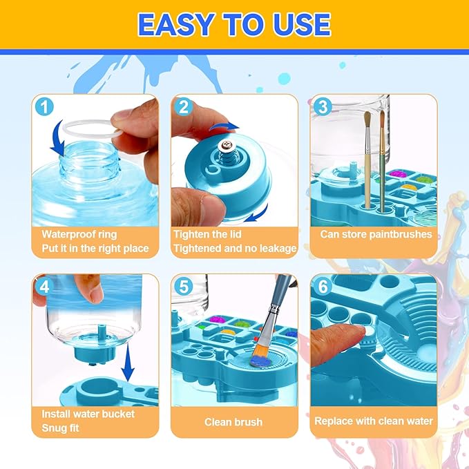 Paint Brush Cleaner, Multifunctional Acrylic Face Paint Brush Washing Station Brush Water Cup for All Purpose Oil Watercolor Painting Artist Professional Kit,Gift Art Supplies for Kid Adult
