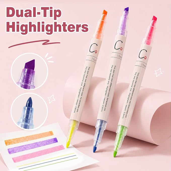 MoKo 59 PCS Aesthetic School Supplies with Cute Pencil Case, Students Stationery Set for Teen Girls & College with Gel Pens, Pastel Highlighters, Mechanical Pencils & Refills, Office Supplies, Pink