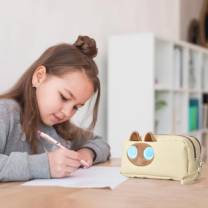 Hongdian Large Capacity Pencil Case, 3D Cat Pen Bags Pencil Pouch Organizer for Office College School
