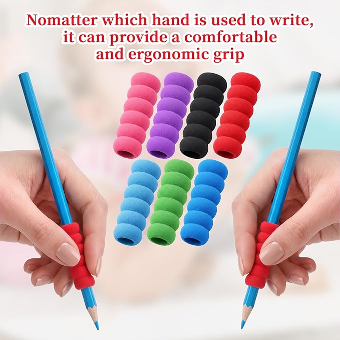 14-Pack Pencil Grips for Kids Handwriting - 7-Colored Foam Grip Tubing - 1.5 Inch Long Handwriting Pencil Holder - Ergonomic Writing Aid For Lefties And Righties - for Children,Kids and Adults