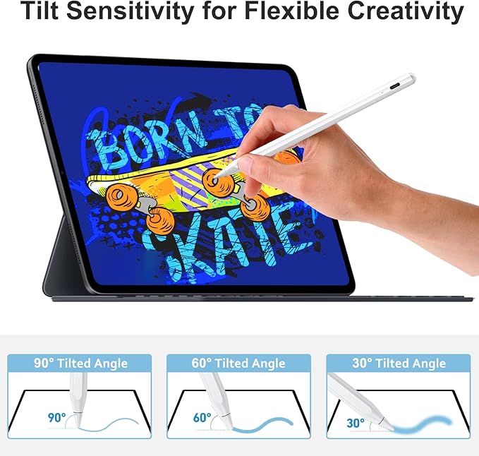 Stylus Pen for iPad Apple: Fast Charge for iPad Pencil Apple Pen with Palm Rejection Tilt Sensitivity - Pen for iPad 10/9/8/7/6, iPad Pro 12.9"/11"/13" M4, iPad mini 6/5, iPad Air 5/4/3/11"-13" M2