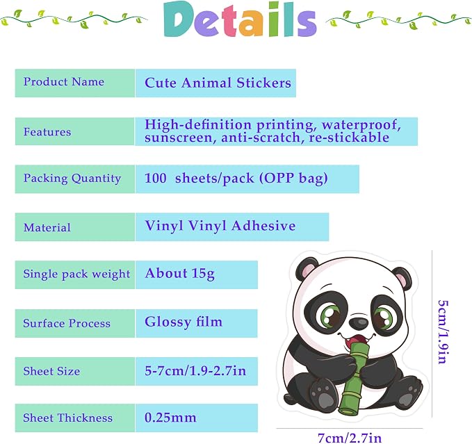 Back to School Supplies - 100 PCS Water Bottle Stickers for Kids,Cute Animal Aesthetic Sticker Pack - Vinyl Kawaii Stickers for Girls Boy Classroom Prizes,Party Favors for Scrapbook, Laptops, Journal