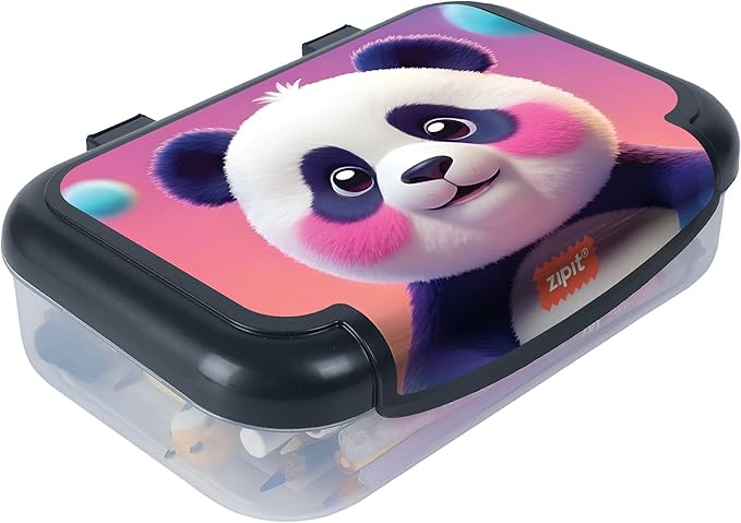 ZIPIT: Recycled Plastic Pencil Box - Blushing Panda - Large Capacity Case, Animal Character, Stationery Organizer, School Supplies-Toys Holder, Kids