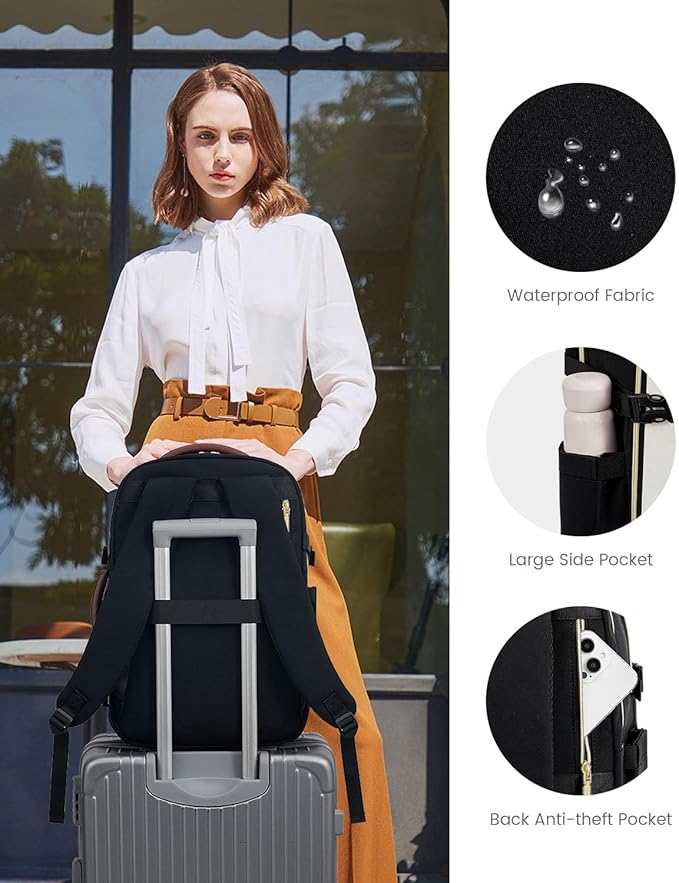 LOVEVOOK Travel Backpack For Women, 40L Carry On Backpack Flight Approved, TSA Personal Item Backpack Travel Bag Fit 17 Inch Laptop, Business Weekender Overnight Waterproof Daypack with 2 Cubes