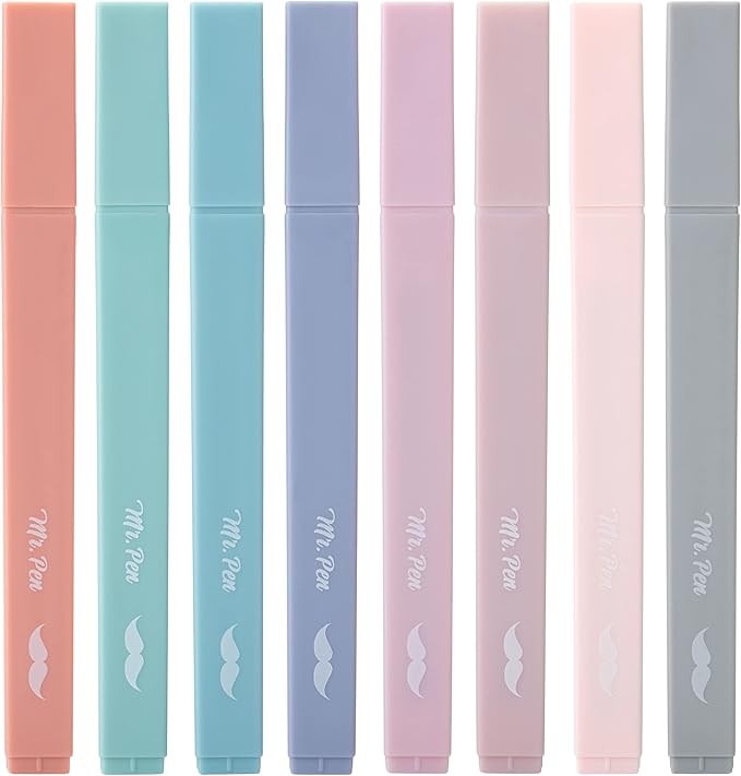 Mr. Pen- Aesthetic Highlighters No Bleed, 8 Pack, Earthy Colors, Chisel Tip, Cute Highlighters Assorted Colors for Journaling, Highlighting, Underlining, Fast Dry, Back to School Supplies